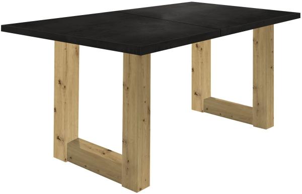 Esstisch ausziehbar Eila 1 140 x 90 x 75 Esszimmertisch Asteiche/Schwarzstahl 13328-140