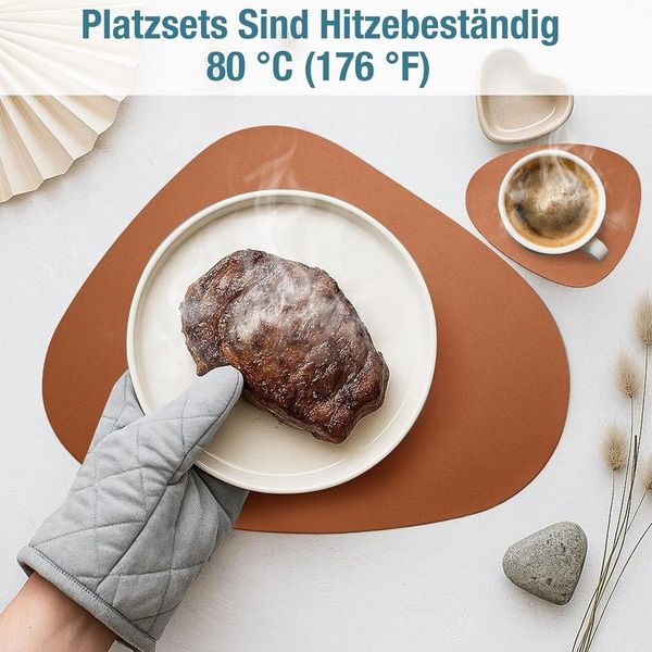 Youyijia Platzset 6er Set Tischset aus Leder-Imitat, Starke rutschfeste
