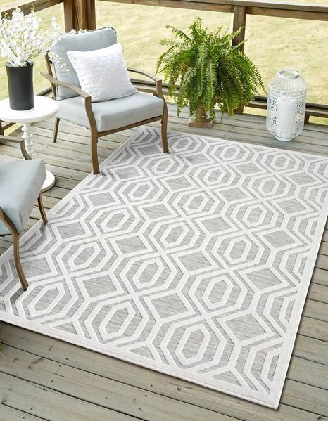 Myflair Möbel & Accessoires Teppich Haven, LAGERRÄUMUNG!, rechteckig, Höhe: 8 mm, Rauten Motiv, Hoch-Tief Effekt, Outdoor geeignet, Balkon, Terrasse