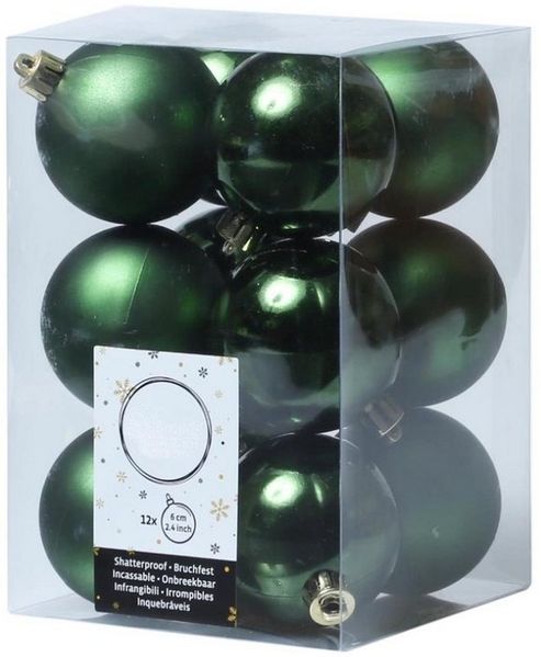 MARELIDA Weihnachtsbaumkugel Weihnachtskugel bruchfest 6cm Christbaumkugeln glänzend matt grün 12St (12 St)