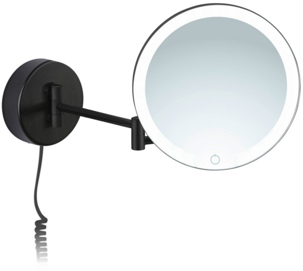 Libaro Kosmetikspiegel mit Beleuchtung und Vergrößerung RAVENNA 7-fach schwenkbar Wandmontage, LED Vergrößerungsspiegel mit Stecker, Schminkspiegel dimmbar, klappbar