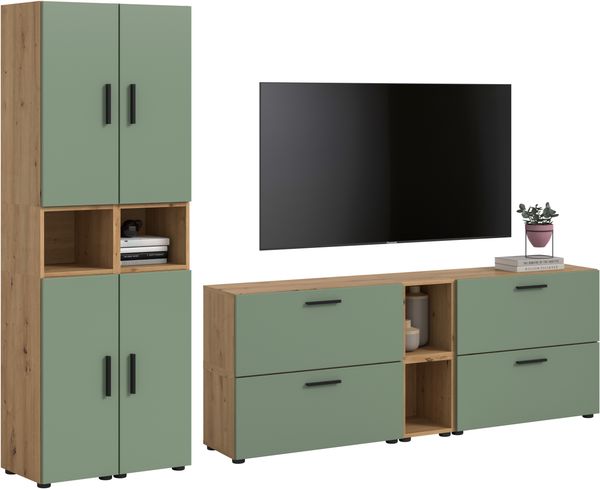 The One Wohnkombination in Smoke Green Nachbildung