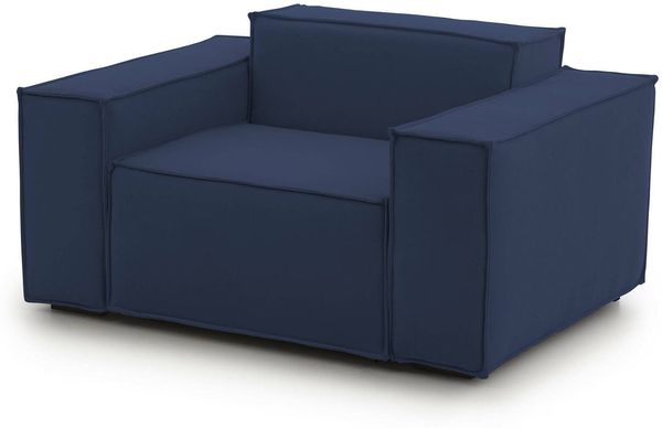 Dmora Leonia-Sessel, Wohnzimmersessel, 100 % Made in Italy, Relaxsessel aus gepolstertem Stoff, 140 x 95 x 70 cm, Blau