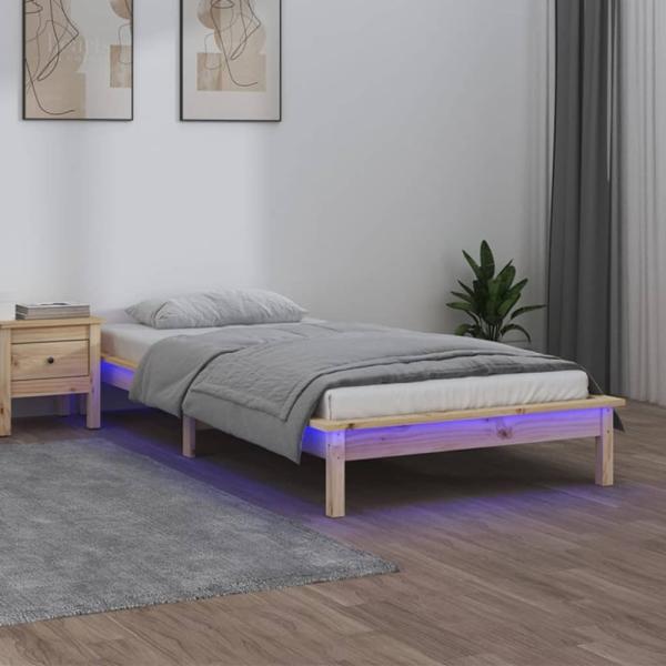 Massivholzbett mit LEDs 75x190 cm 2FT6 Small Single [820631]