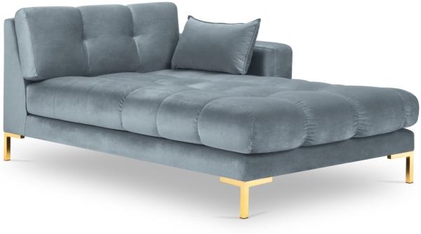 Micadoni Recamiere Mamaia 1-Sitzer Rechts Samt Bluvel Hellblau goldene Beine