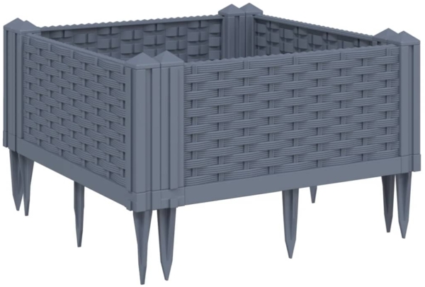 vidaXL Pflanzkasten mit Erdspießen Blaugrau 42,5x42,5x28,5 cm PP 368004