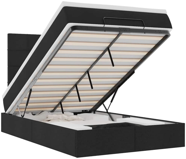 vidaXL Ottoman-Bett mit Matratze & LEDs Schwarz 120x190 cm Stoff 3313991