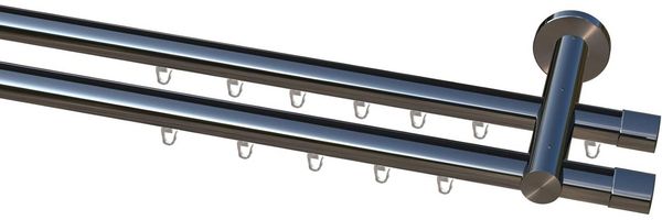 Garduna Gardinenstange Ø 20mm Innenlauf Komplettset inkl. X-Gleiter in Profilfarbe, 2-läufig, kürzbar, Metall, 2-lauf, 1-lauf, Gardinenstange, 20mm, Innenlauf, Gardinenschiene