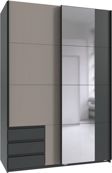 Wimex Schwebetürenschrank Emden moderner Kleiderschrank mit Spiegel und Schubladen BESTSELLER Schlafzimmer Schrank Garderobenschrank mit Schwebetüren Topseller