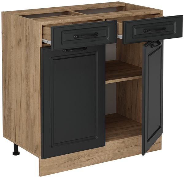 Küchenunterschrank R-Line Anthrazit Landhaus 80 cm ohne Arbeitsplatte Vicco Bild 4
