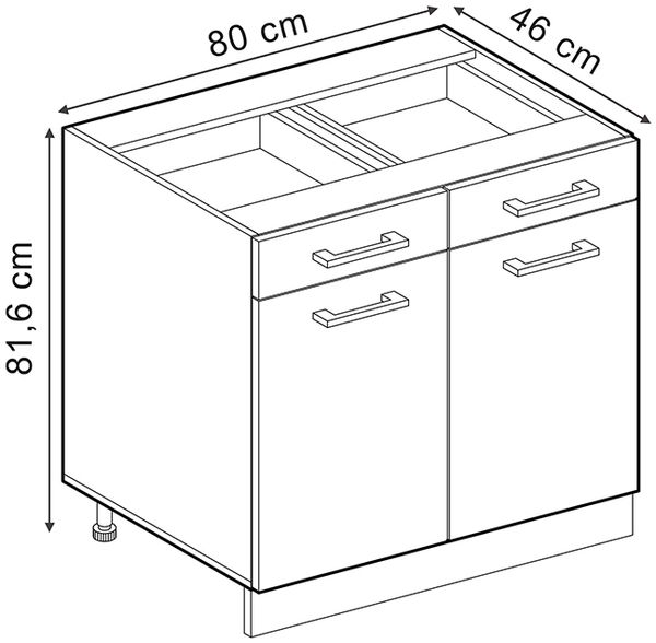 Küchenunterschrank R-Line Anthrazit Landhaus 80 cm ohne Arbeitsplatte Vicco Bild 2