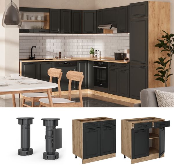 Küchenunterschrank R-Line Anthrazit Landhaus 80 cm ohne Arbeitsplatte Vicco Bild 3