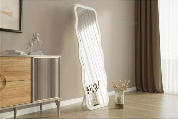 ibonto GANZKÖRPERSPIEGEL Weiss Wellenform,freistehend (H 160 x T 2.2 x B 50 cm)