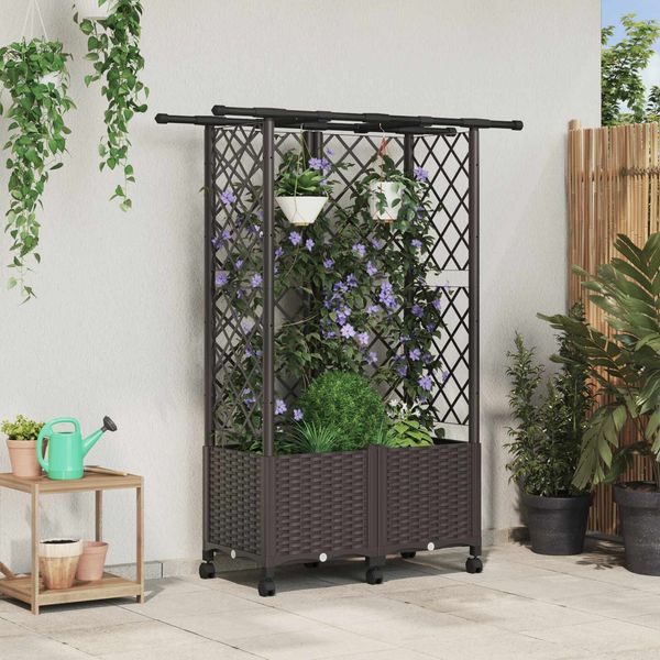 vidaXL Hochbeet mit Rankgitter und Dach Braun 124 x 40 x 142 cm PP 3423037
