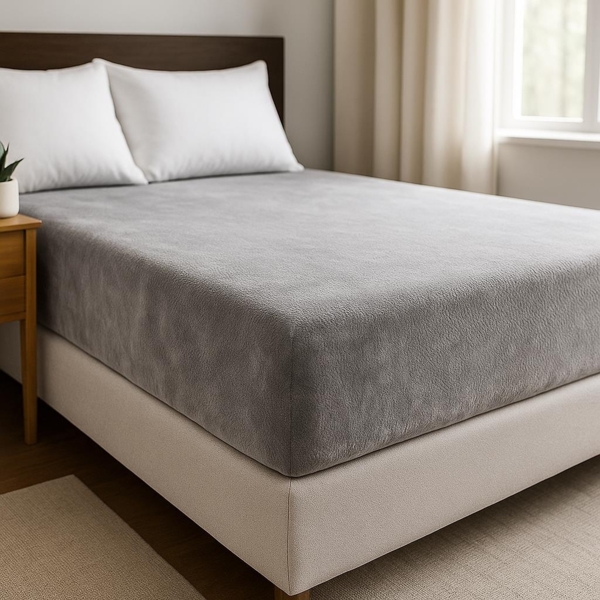 Plüsch Spannbettlaken 120-130 x 200 cm + 30 cm mit Rundumgummizug - Cashmere Touch 180 gsm Grau Bild 2