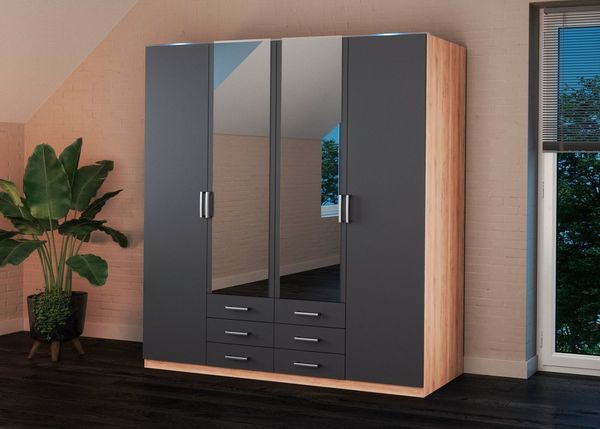 priess Kleiderschrank Amsterdam, viel Stauraum durch viele Schubkästen mit oder ohne LED-Beleuchtung