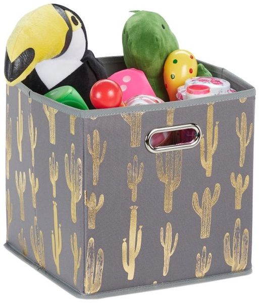 Relaxdays 10 x Quadratische Faltbox Kaktus Motiv
