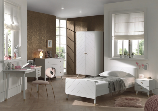 Kinderzimmer Set Kamillah Kinderzimmer komplett MDF Satin Weiß