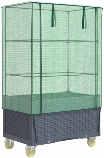 vidaXL Hochbeet mit Aufsatz und Rollen Rattan-Optik 80x50x182 cm 4015836