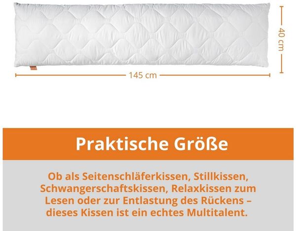 sleepling Seitenschläferkissen Stillkissen Bodypillow, Füllmengengarantie