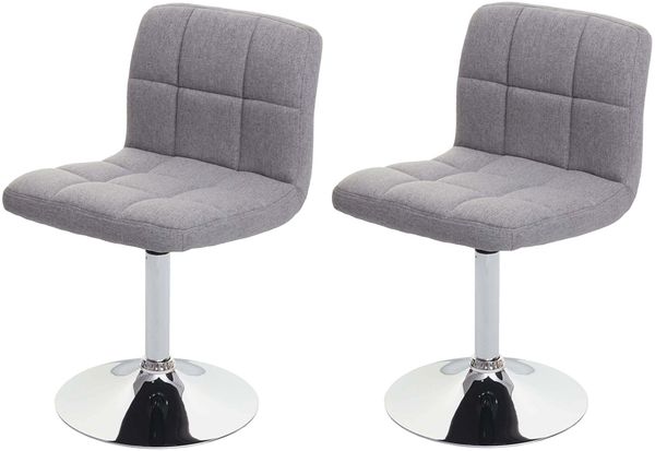 2er-Set Esszimmerstuhl Kavala, Küchenstuhl Stuhl, Stoff/Textil Chrom drehbar FSC®-zertifiziert ~ hellgrau