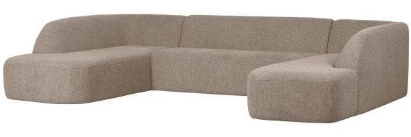 Sofa Sloping U-Form aus Melange-Stoff, Hellbraun