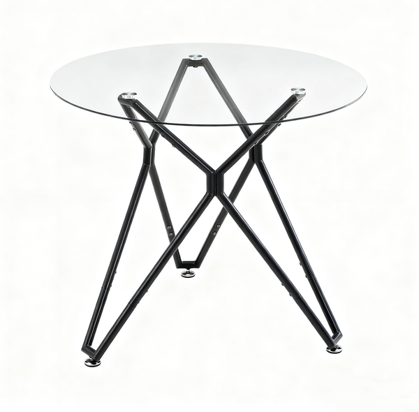 90cm runder Esstisch aus gehärtetem Glas, geeignet für 1–4 Personen, platzsparender kleiner Küchentisch, ausgestattet mit stabilen Metallbeinen, geeignet für Esszimmer und Wohnzimmer,Schwarz Bild 9