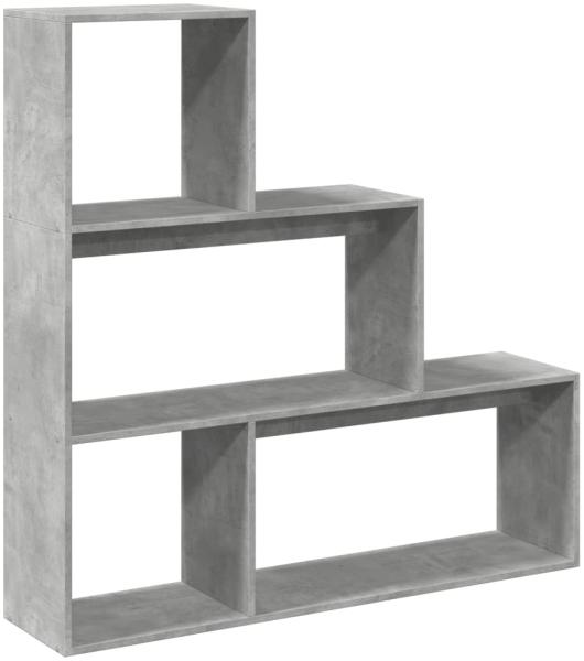 vidaXL Raumteiler-Bücherregal 3 Stufen Betongrau 123x29x123 cm 857988