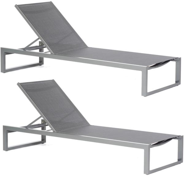 Sonnenpartner 2x Sonnenliege Argos Aluminium anthrazit/Textilen schwarz Gartenliege