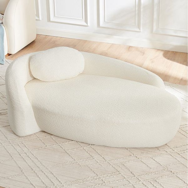 Celya Sofa Minimalistisches Teddyfleece-Sofa mit abgerundetem Design, weich gepolsterte Couch mit Kissen