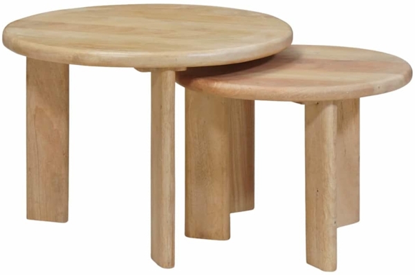 vidaXL Nesting-Couchtische 2 pcs Schwarz Massivholz Mango 4104650