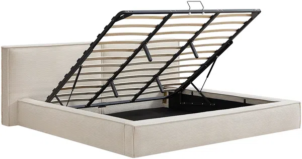 Vente-unique - TAVESO Bett SamtStoff Beige - B 233 cm x H 92 cm x L 234 cm Bild 5