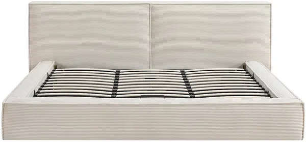 Vente-unique - TAVESO Bett SamtStoff Beige - B 233 cm x H 92 cm x L 234 cm Bild 4
