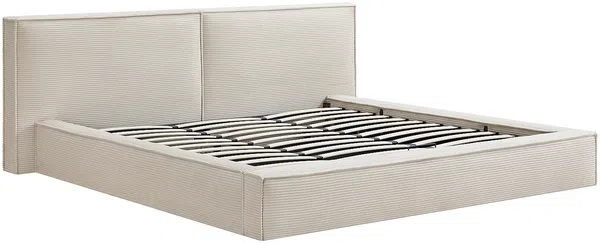 Vente-unique - TAVESO Bett SamtStoff Beige - B 233 cm x H 92 cm x L 234 cm Bild 3