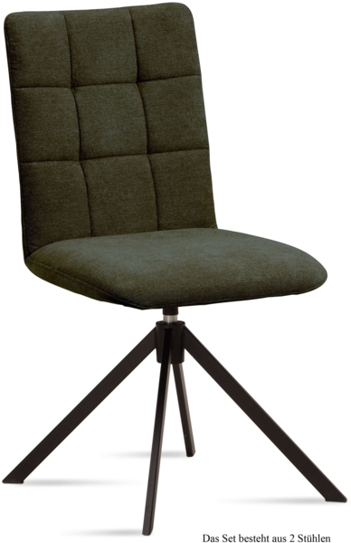 Esszimmerstuhl drehbar (2er-Set) Debora 47x91x60 Schwarz/Khaki