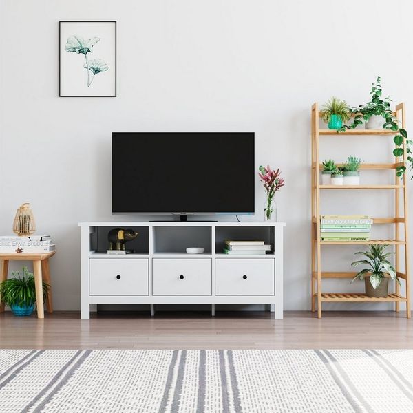 Homfa Lowboard, TV-Schrank aus Holz TV-Stände Fernsehtisch weiß 108cm