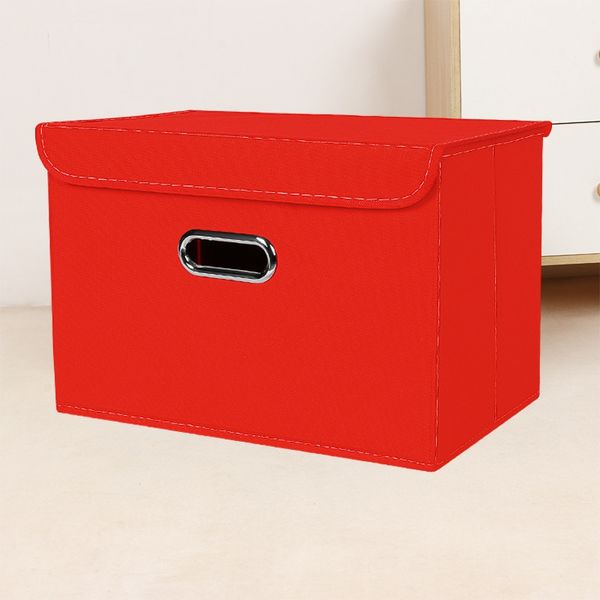 ABC Faltbare Aufbewahrungsbox aus Stoff mit Deckel und Metallgriff, 3er-Set, rot