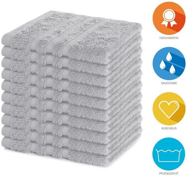 Lavea Seiftuch Elena, 30x30cm aus 100% Baumwolle, einzigartig weiche Seiftücher (Set, 10-St), ideal für die schonende Reinigung von Gesicht und Händen