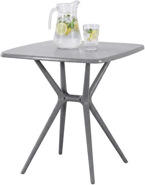 CLP Gartentisch Becky eckig 72 x 72 cm wetterfest winterfest UV-beständig,grau