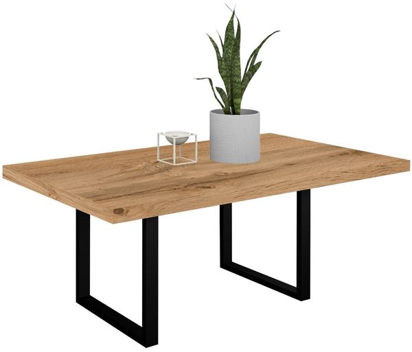 Esstisch Elgin 3 175x80x100 Metall+Holzwerkstoff Schwarz/Wotan Eiche