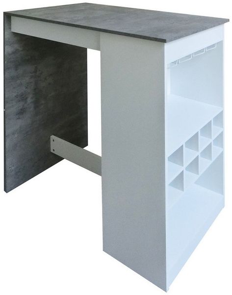 HTI-Living Bartisch Küchenbar Lisa Beton Weiß (Stück, 1-St, 1 Bartisch), Bartisch mit Regal