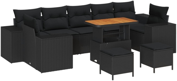 vidaXL Garten-Sofa-Set 10 pcs Schwarz Poly-Rattan 3361989