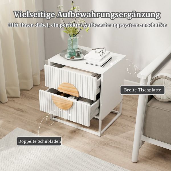 COSTWAY Nachttisch (1-St), Beistelltisch, Nachtschrank, Sofatisch mit 2 Schubladen