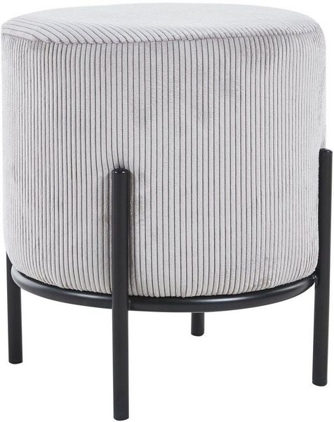 Polsterhocker Cord Optik Hellgrau 35 x 35 x 38 cm