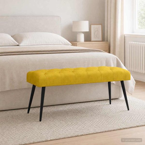 vidaXL Bank mit Knopfheftung Gelb 110 x 40 x 46 cm Samt 42038578