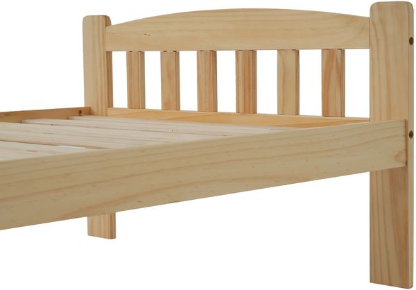 Einzelbett Massivholz mit Kopfteil & Lattenrost, 90x200 cm, Natur, ohne Matratze Bild 6