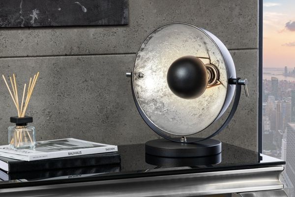 riess-ambiente Tischleuchte STUDIO 40cm schwarz / silber, ohne Leuchtmittel, Industrial