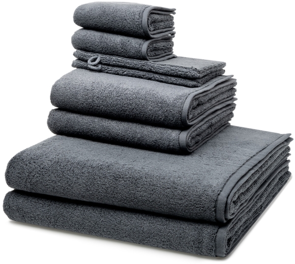 Ross Sensual Skin 8 tlg. Frottier-Set - 2 X Handtuch (50 X 100cm), 2 X Duschtuch (75 X 140cm), 2 X Gästetuch (30 X 50cm), 2 X Waschhandschuh (16 X 22cm) - 500 g/m2 - Anthrazit