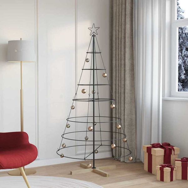 vidaXL Weihnachtsdeko mit Ständer Schwarz 180,5 cm Stahl 42019161