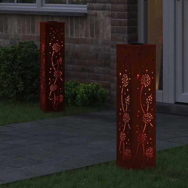 vidaXL Solar LED Weg Licht 2 pcs Rostig Wetterfeststahl 879778 Bild 3